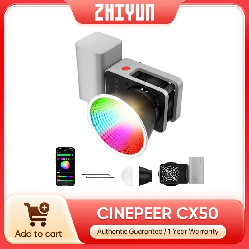 Photography Lighting Kit Portable - Zhiyun CINEPEER CX50 RGBビデオライト 2700K-6500Kフルカラーレンジ ポータブルカメラ照明