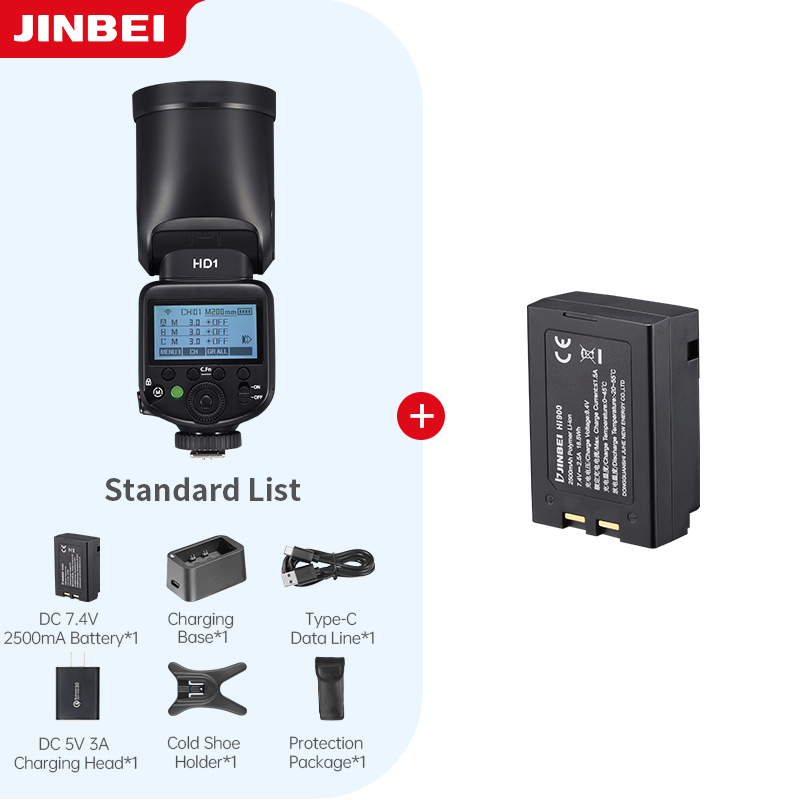 Photography Lighting With Flash - JINBEI HD-1ラウンドヘッドHSSスピードライト屋外撮影カメラフラッシュライトリチウムイオンバッテリーキット（バッテリー付き）