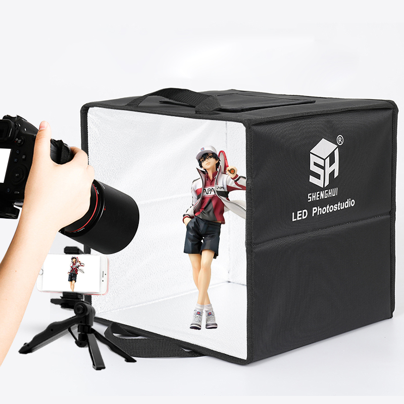Photography Lighting Kit Portable - 30cm撮影用卓上ライトボックス、デスクトップポータブルフォトスタジオリングLEDライトボックス、5色背景、ソフト撮影テントボックス