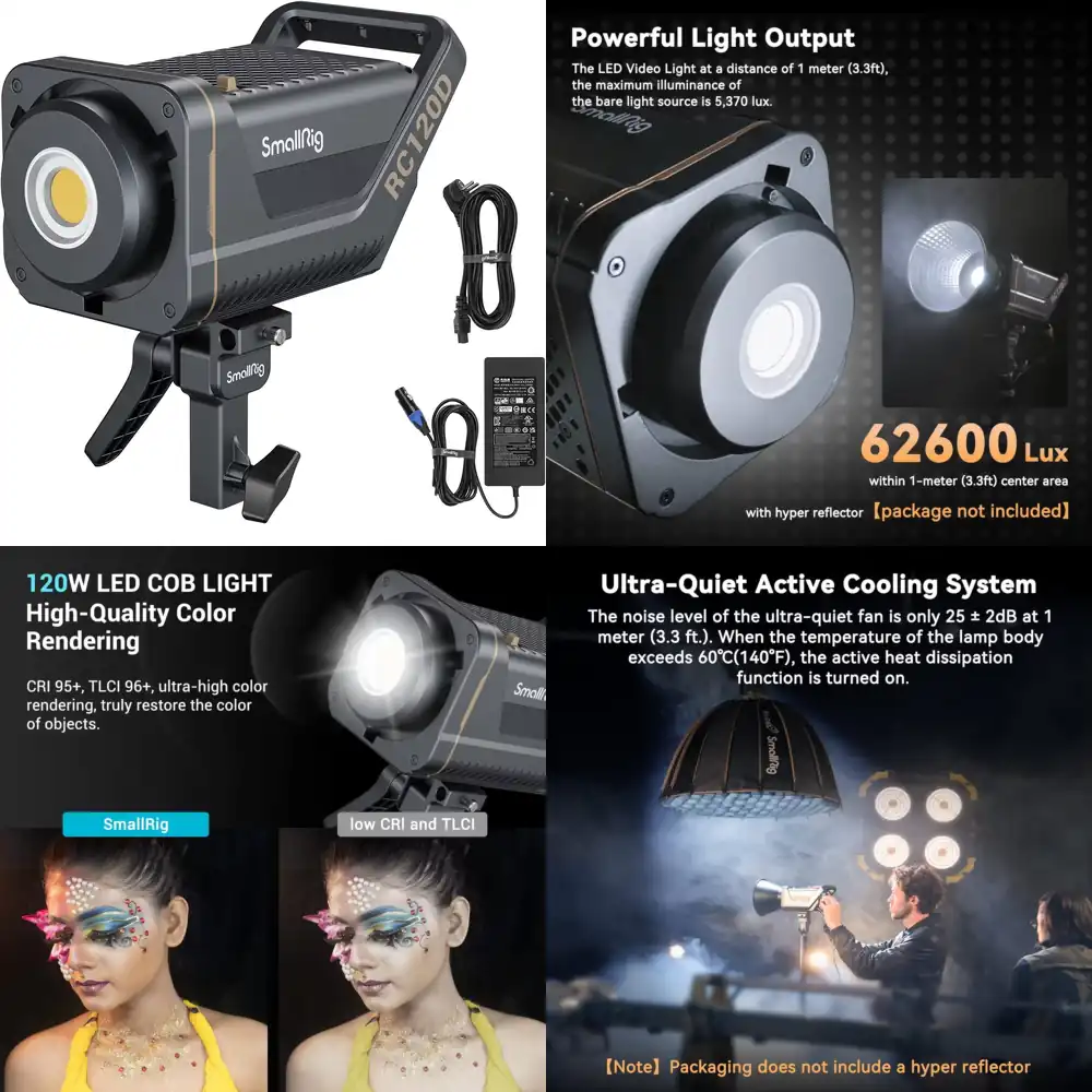 V Mount Battery - SmallRig RC 120D 120W COB LEDビデオライト、ACアダプターと14.4V/26V
