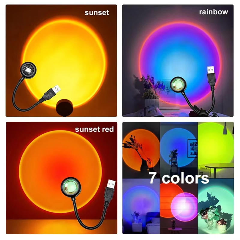Photography Lighting Wall - 1-4 個のサンセットランプ LED レインボーネオンナイトライトプロジェクター写真撮影壁雰囲気照明寝室ホームルーム装飾ギフト用