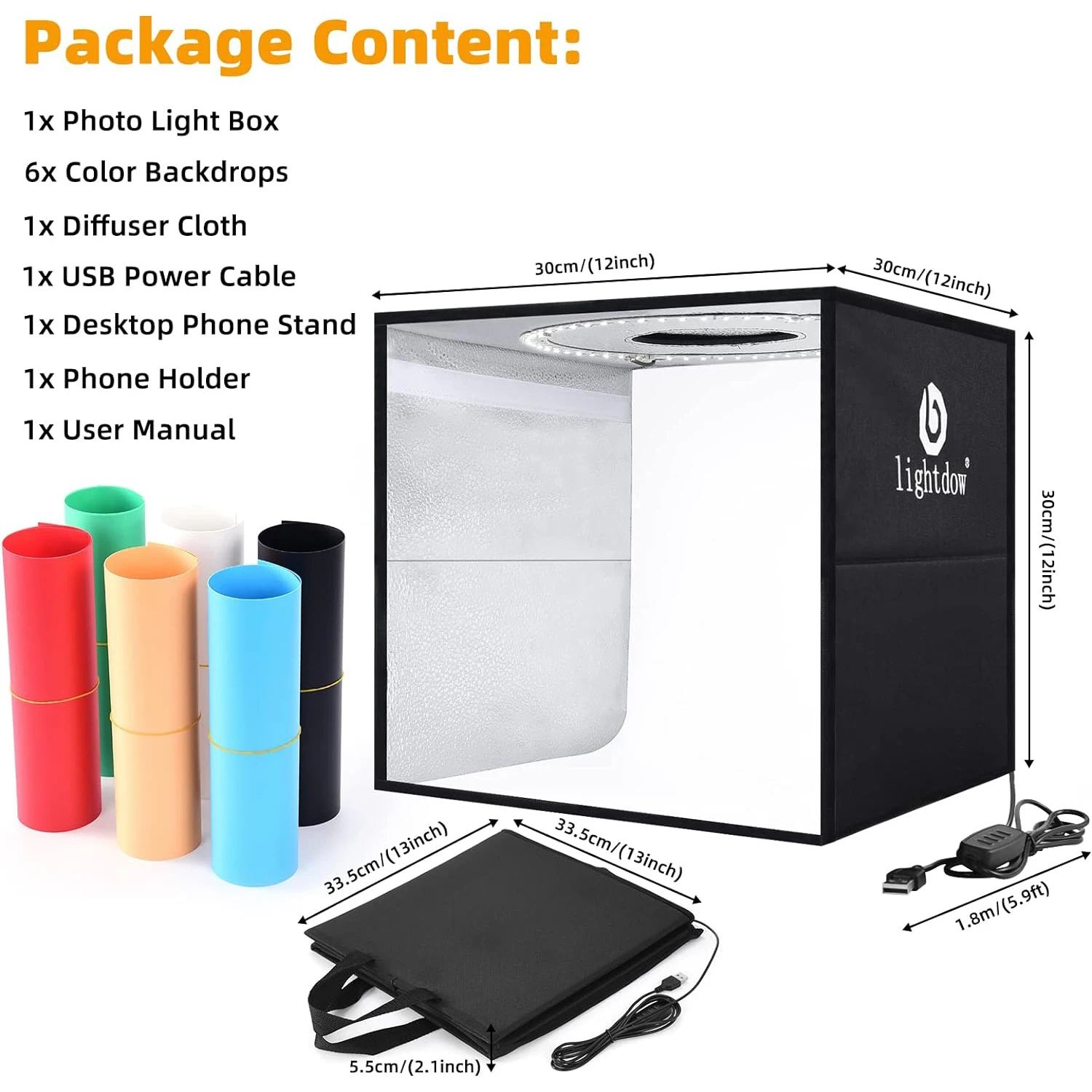 Photography Lighting Kit Portable - Lightdow-フォトスタジオライトボックス,12 
