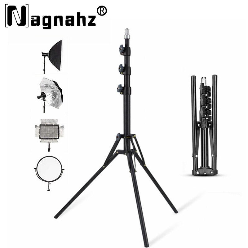 Photography Lighting With Flash - Nagnahz 78インチ写真照明三脚アルミ合金折りたたみ式ポータブルライトスタンド写真カメラフラッシュマウントブラケット