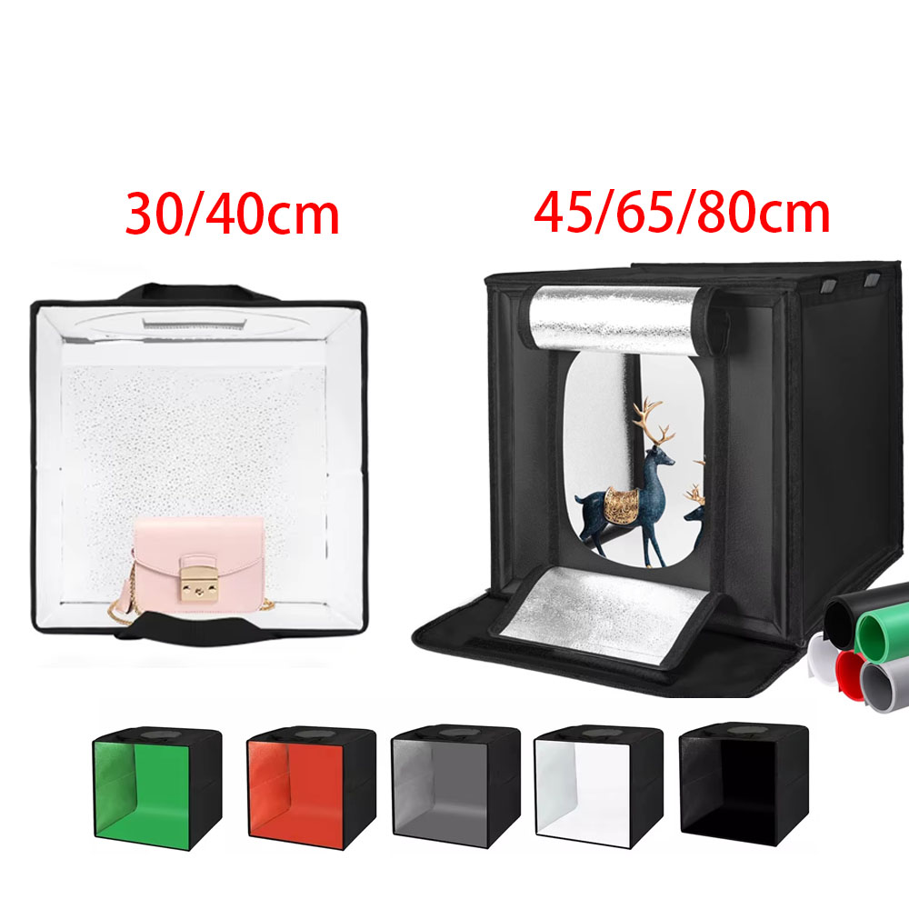 Photography Lighting Kit Portable - 30/40/45 65 80 センチメートル写真撮影テントフォトライトスタジオソフトボックスポータブル折りたたみテーブル撮影テントキット 5 背景背景