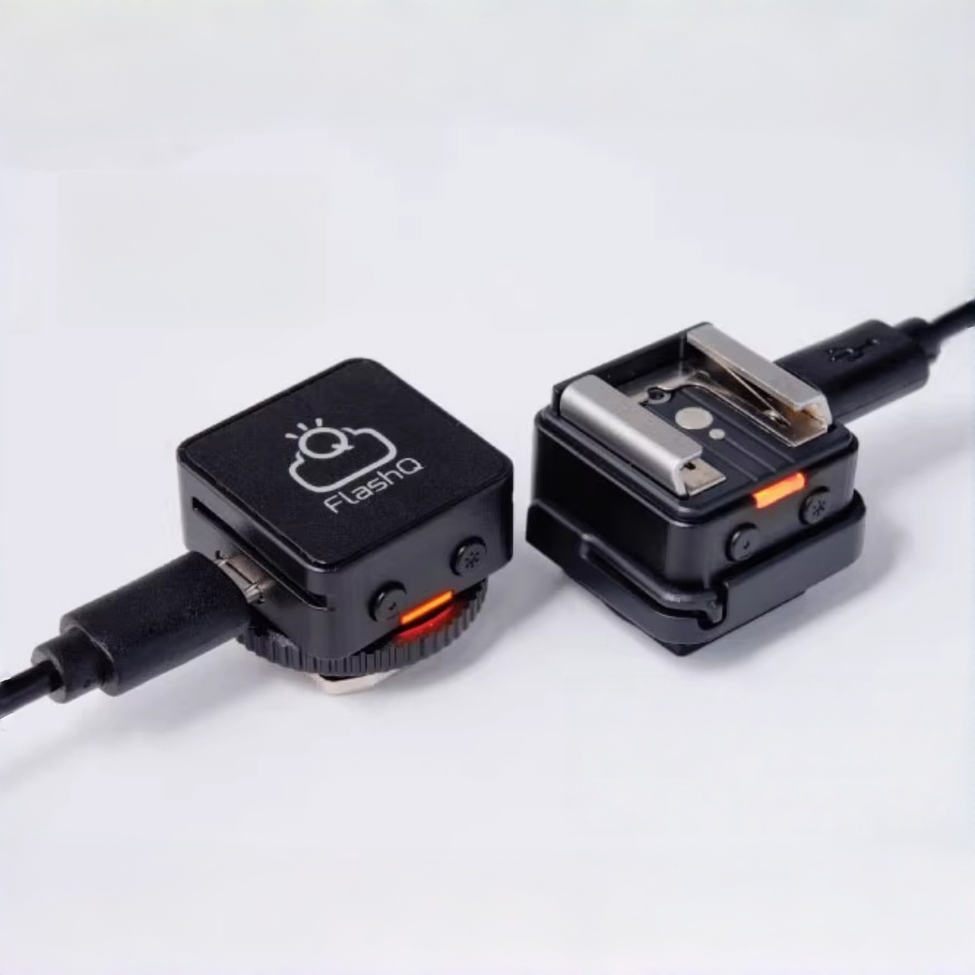 Trigger Receiver Set - ユニバーサル FlashQ T2 ワイヤレスフラッシュトリガー送信機受信機セット コールドシューマウント付き 1/4インチ-20ネジ