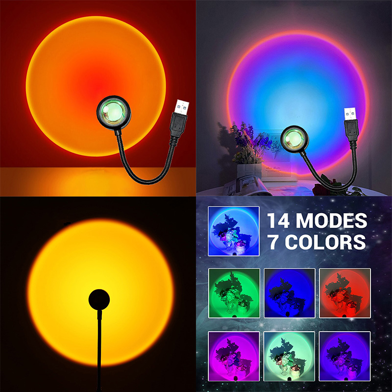 Photography Lighting Wall - ZK40 LED サンセットランプ常夜灯 USB プロジェクター誕生日パーティーの装飾ムードライト寝室リビングルームの壁の写真撮影