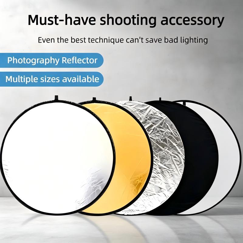 Photography Lighting Kit Portable - 2-in-1両面ゴールドシルバーリフレクター、ポータブル折りたたみ式ライトパネル、ポートレート、ライブストリーミング、スタジオ、屋外撮影用