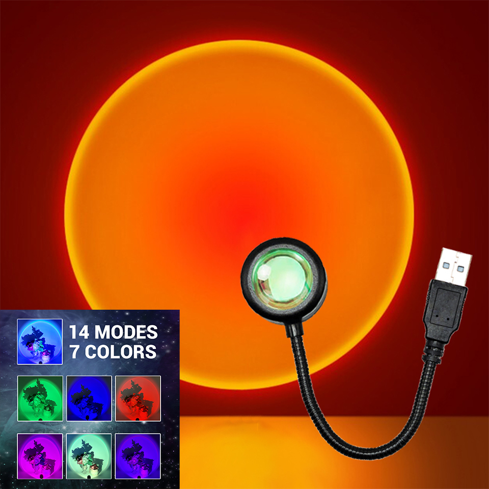 Photography Lighting Wall - LEDサンセットランプ常夜灯usbプロジェクター誕生日パーティーデコレーションムードライト寝室のリビングルームの壁の写真撮影