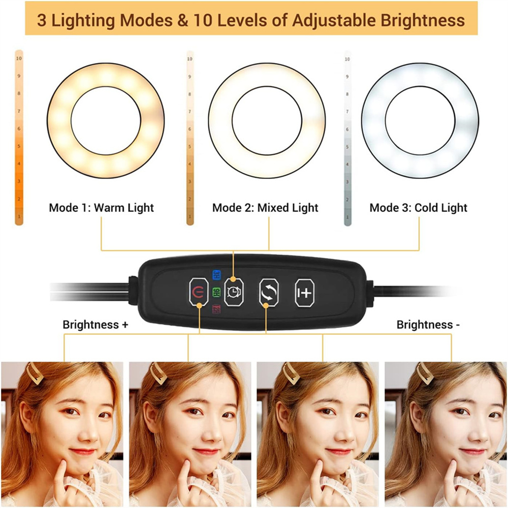 自撮りリングライト付きユニバーサルフレキシブル携帯電話ホルダ - Photography Lighting Patterns のレビューと価格