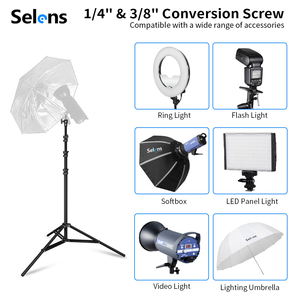 Selens 2.2~3.95m エアクッションライトスタン - Photography Lighting With Flash のレビューと価格