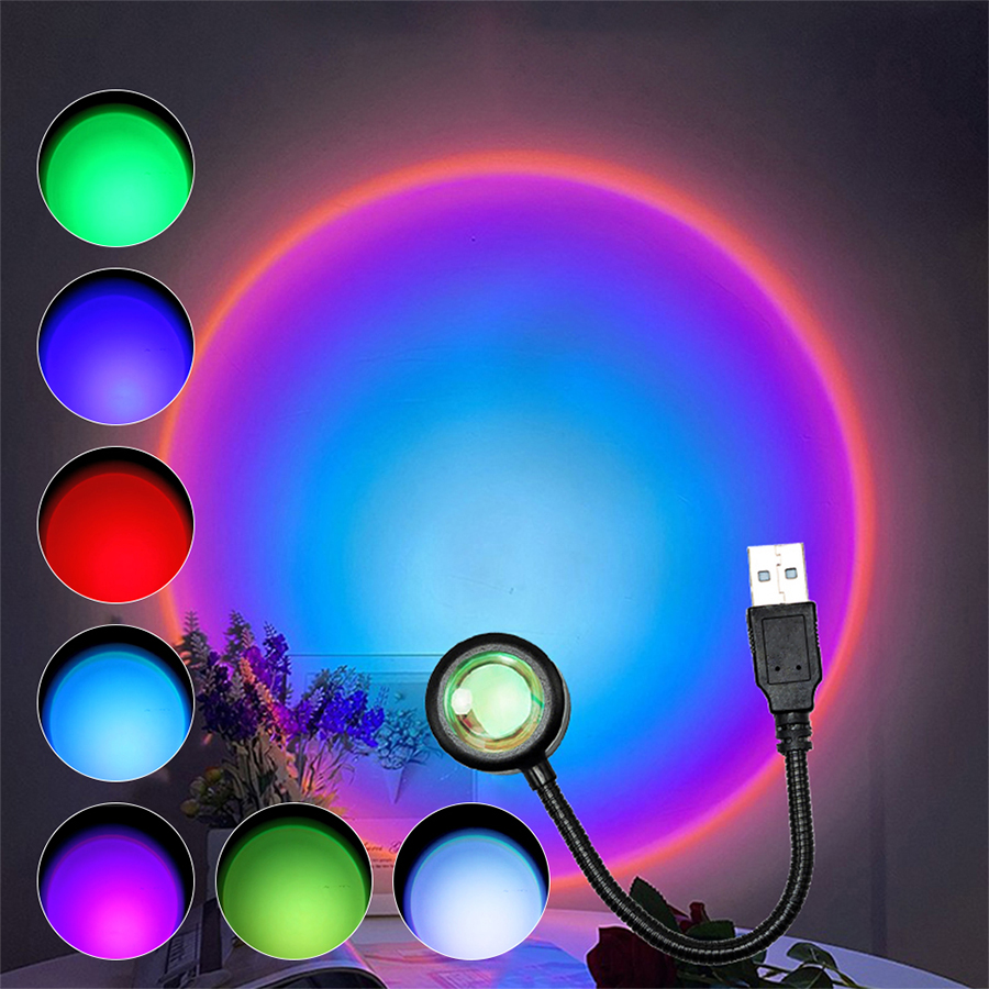USB LEDサンセットランププロジェクターナイトライトゴー - Photography Lighting Wall のレビューと価格
