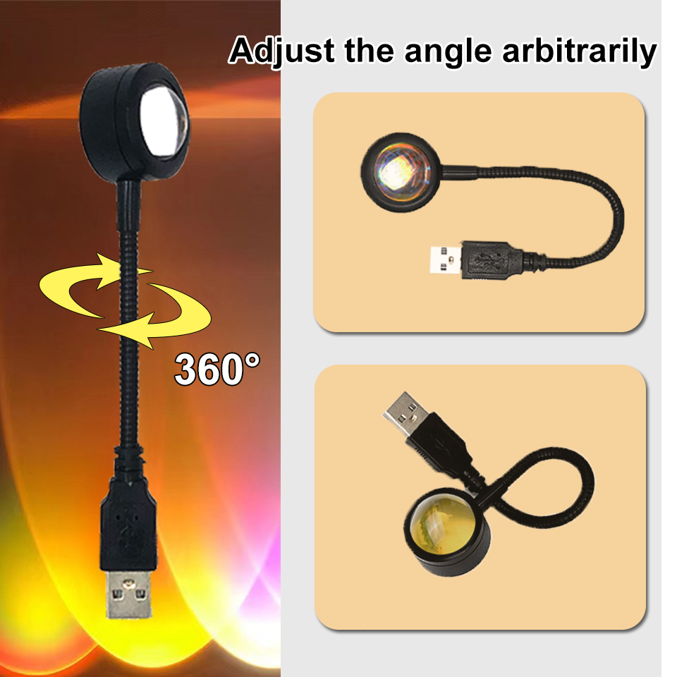 1x USB サンセットランプ LED レインボーネオンナイ - Photography Lighting Wall のレビューと価格