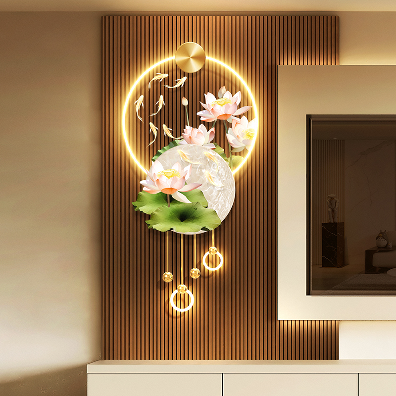 家の装飾鯉の魚の入り口の装飾絵画蓮の廊下廊下九匹の魚の絵の入 - Photography Lighting Wall のレビューと価格
