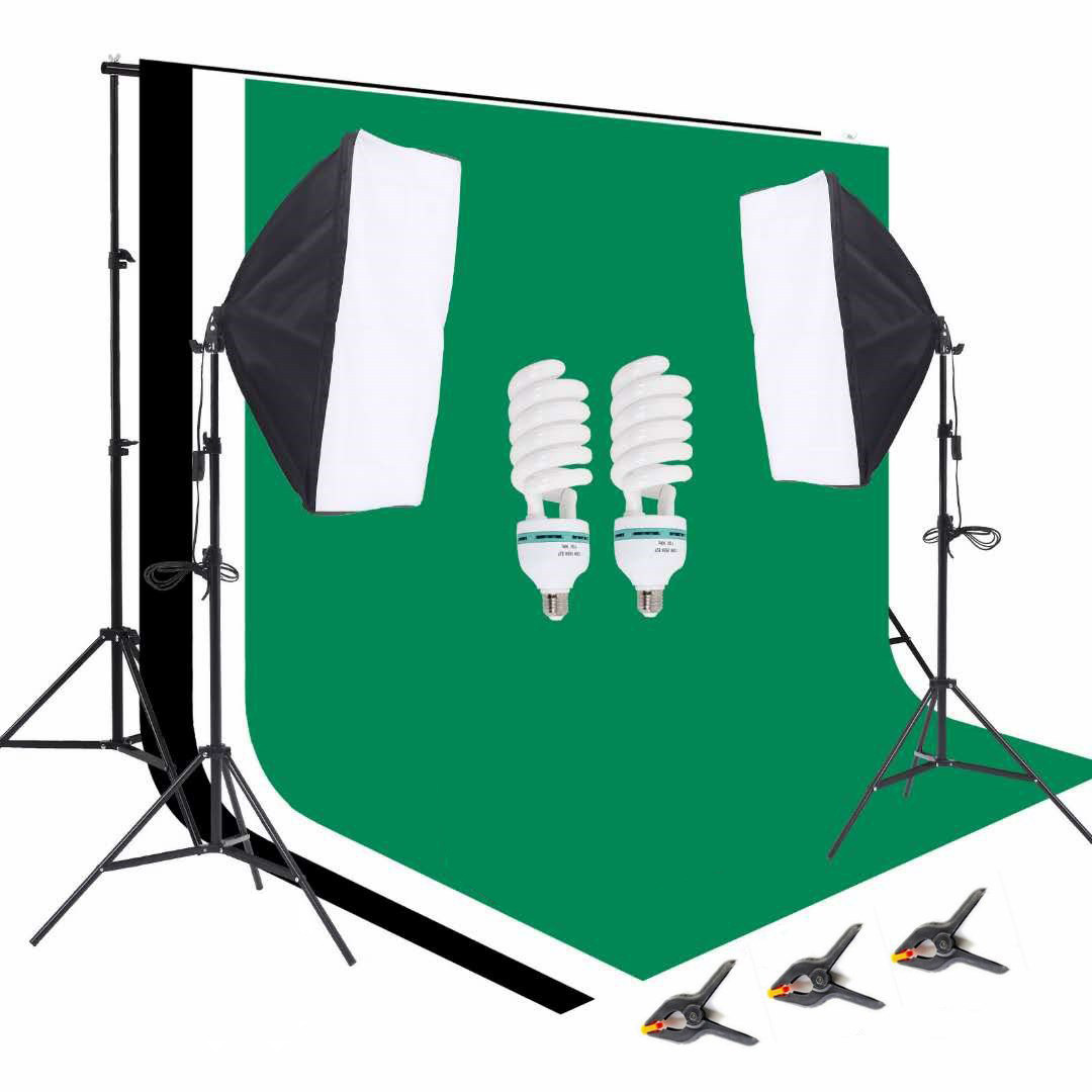1つの写真スタジオ機材セット、2.6 * 3m背景スタンド、 - Photography Lighting Kit Portable のレビューと価格
