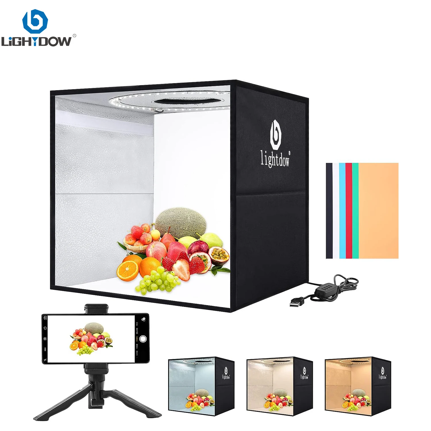 ライトダウ調光可能フォトボックスLEDライトルームフォトスタ - Photography Lighting Kit Portable のレビューと価格