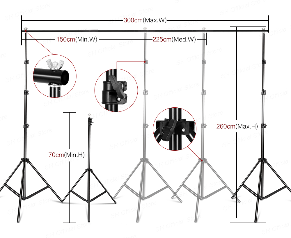 写真撮影用ソフトボックス照明キット、2.6x3m背景フレーム - Photography Lighting Board のレビューと価格