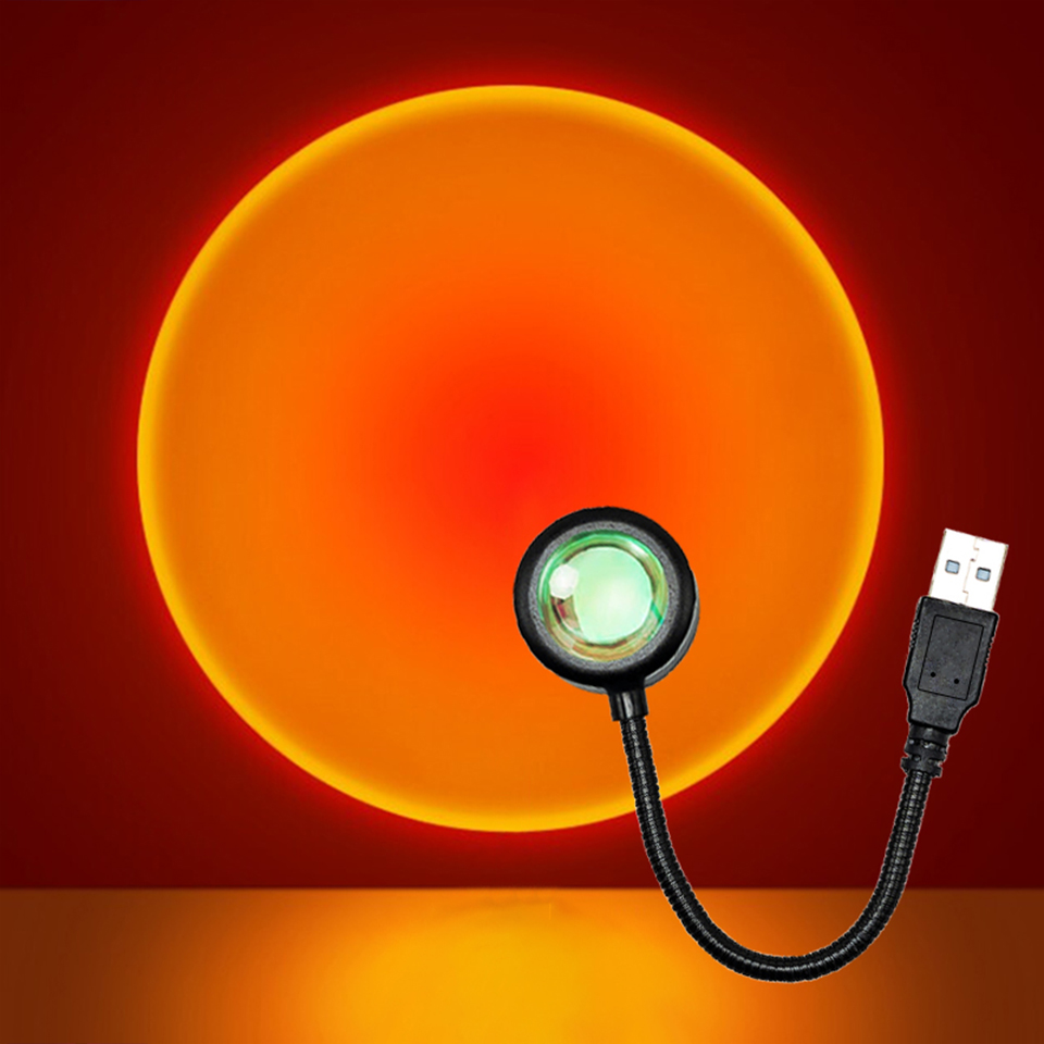 LEDサンセットランプ常夜灯usbプロジェクター誕生日パーテ - Photography Lighting Wall のレビューと価格