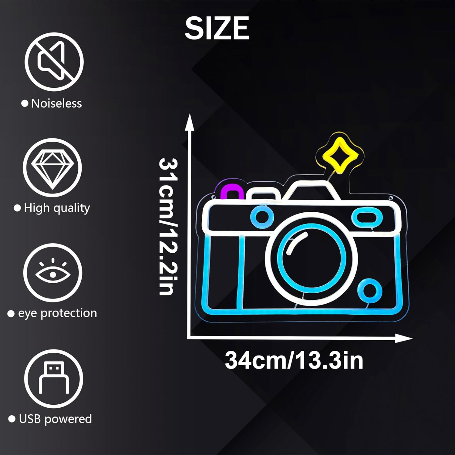 壁の装飾用のネオンサイン、写真カメラをテーマにした寝室のライ - Photography Lighting Wall のレビューと価格