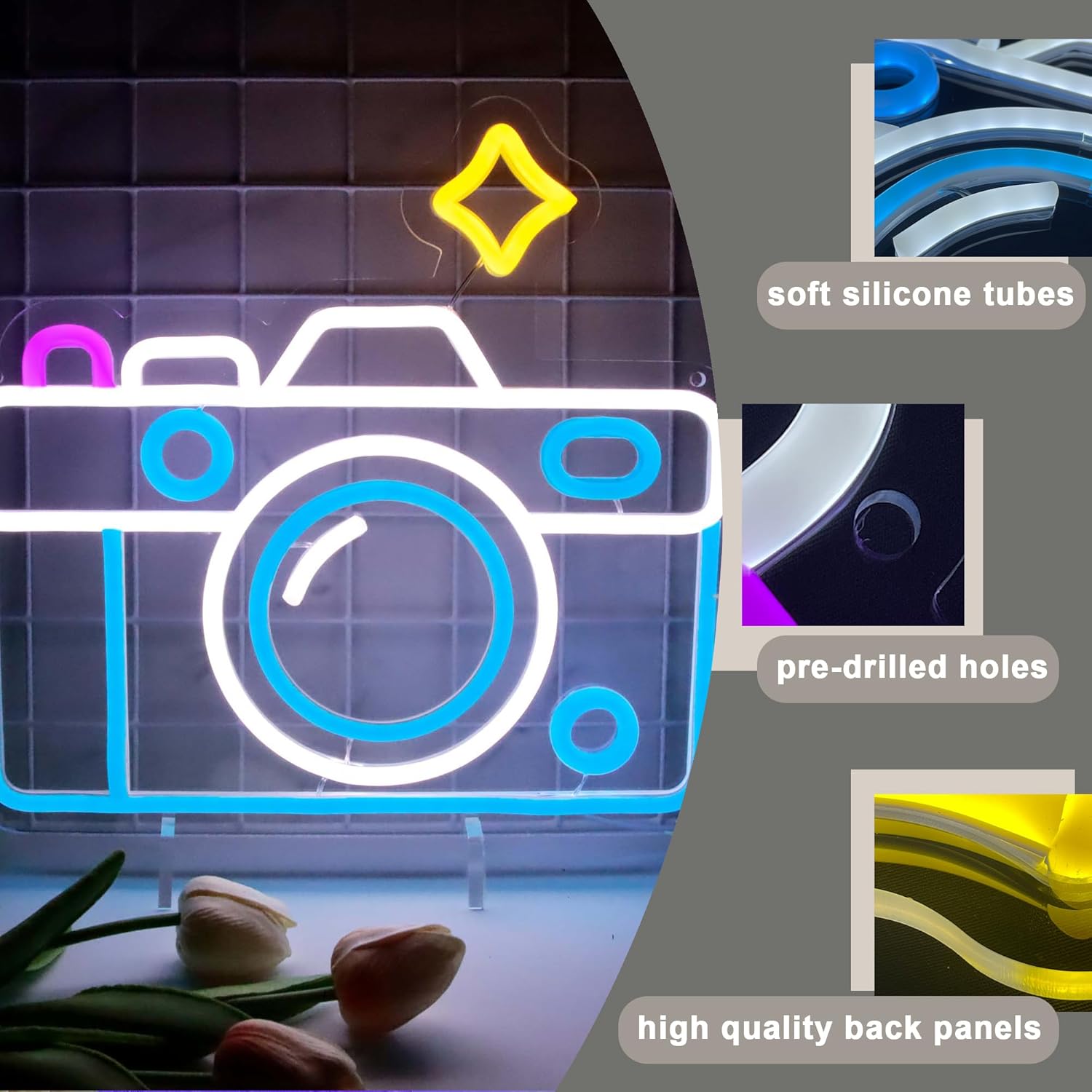 壁の装飾用のネオンサイン、写真カメラをテーマにした寝室のライ - Photography Lighting Wall のレビューと価格