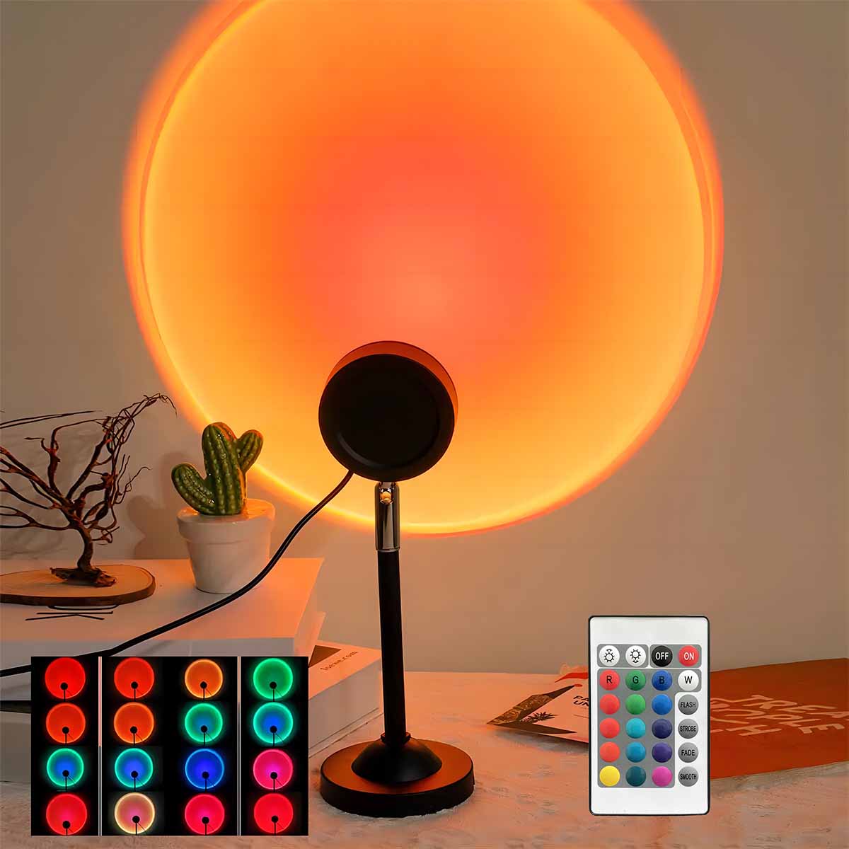 サンセットプロジェクションライトリモコン付き16色アンビエン - Photography Lighting Wall のレビューと価格
